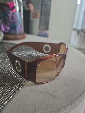 Versace Women's Wide Sunglasses in Burgundy with Amber Lenses